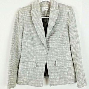 Calvin Klein Blazer 2 Career Gray Textured Pockets Lined Hidden Button Closure